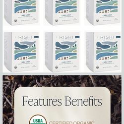 Rishi Tea Earl Grey Black Sachet Tea Bags - Pure Organic with Bergamot Oil, Energizing & Caffeinated - 15 Count (Pack of 6)
 1 s