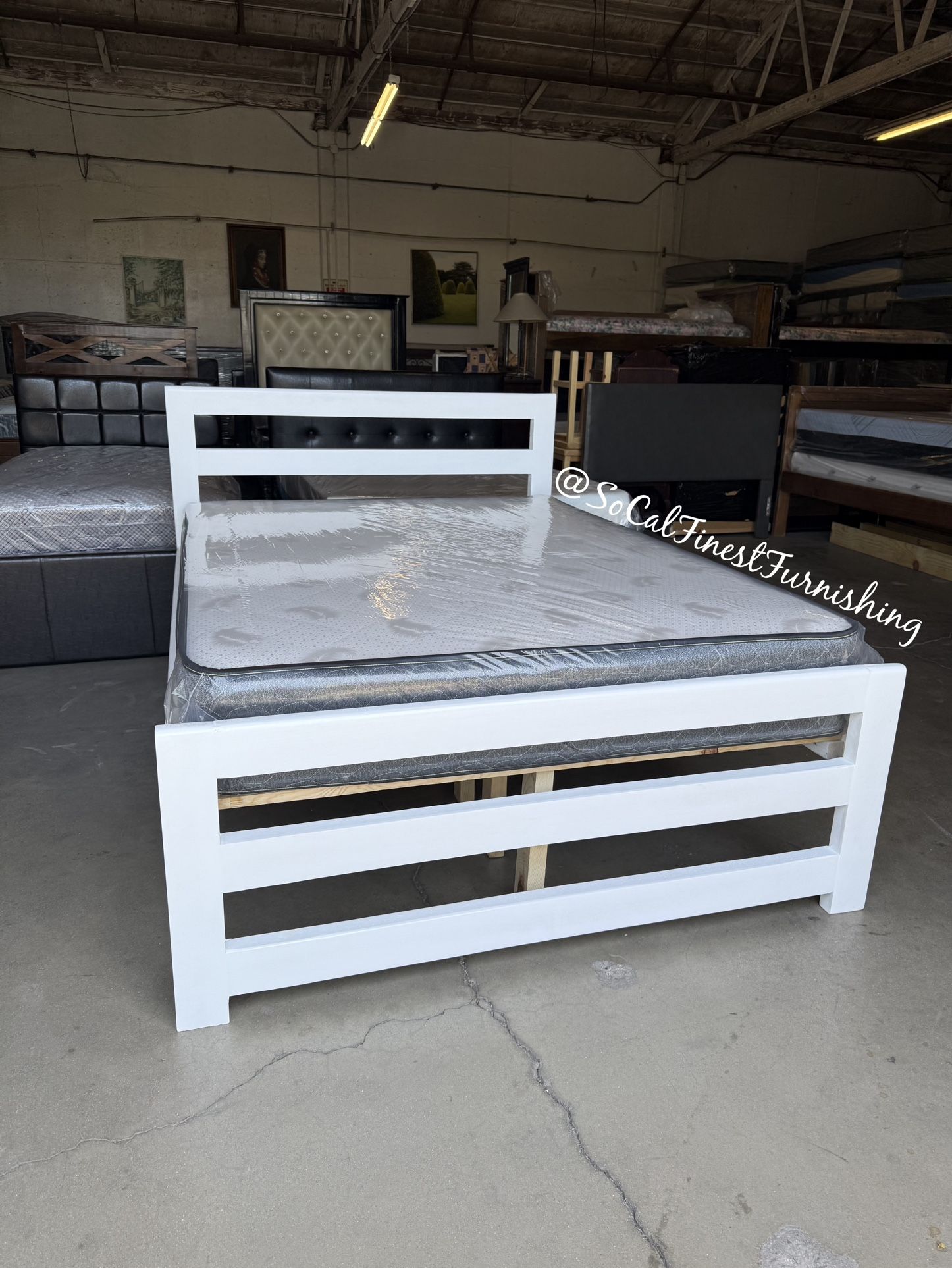 White Full Bed With Mattress