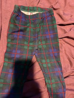 Kids Plaid Leggings Green Red Tartan