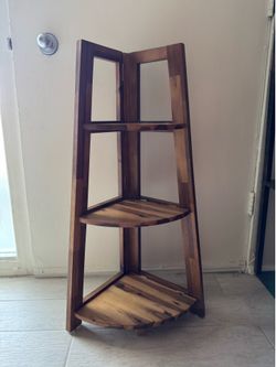 Folding 3-Tier Wooden Corner Shelf – Space Saver