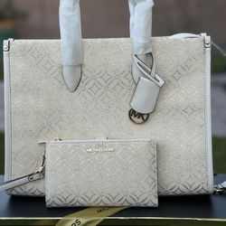 Michael Kors Mirella Metallic Logo Bag with Wallet,New in Gift Box/Set MK Nuevo en Caja
