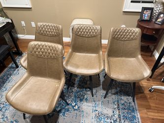 Set of 4 Tan Dining Chairs