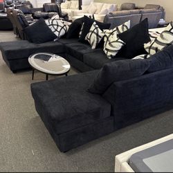 New Black Double Chase Sectional With Free Delivery 