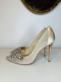 Badgley Mischka Gold Embellished Heels