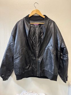 Black Leather Bomber Jacket