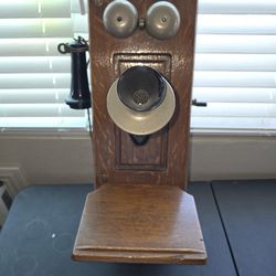 Rare Antique Oak Wall Hung Telephone
