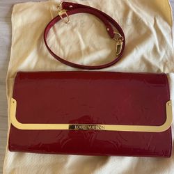 Authentic Louis Vuitton Vernis Rossmore Clutch Bag Purse Red