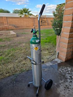Mobile Oxygen Tank Rolling Cart - Holds D or E Size Cylinders