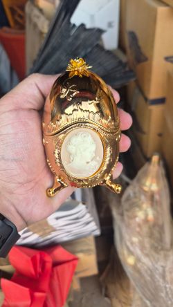Gold Fabergé-Style Egg Trinket Box