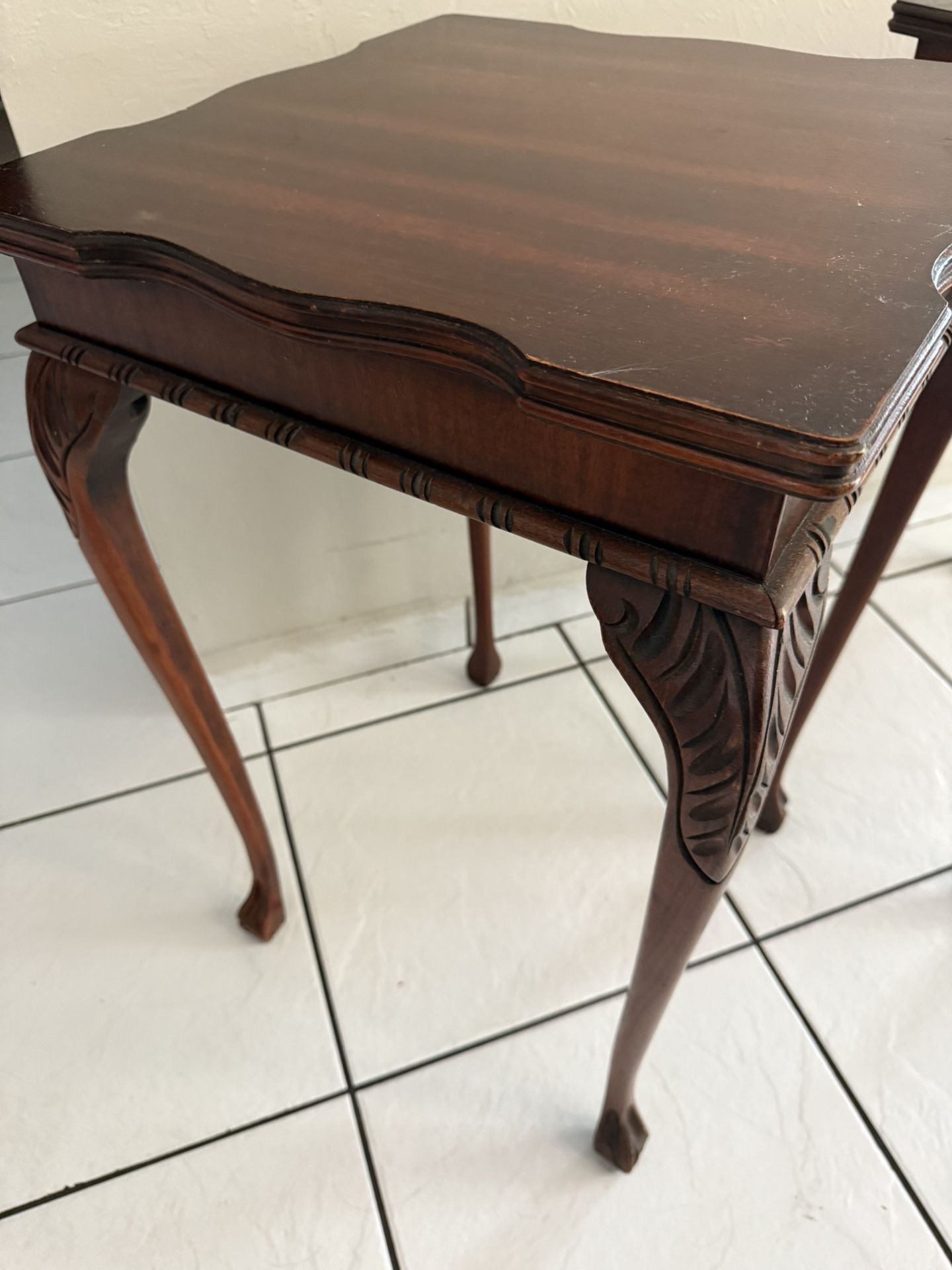 Carved Wood End Tables
