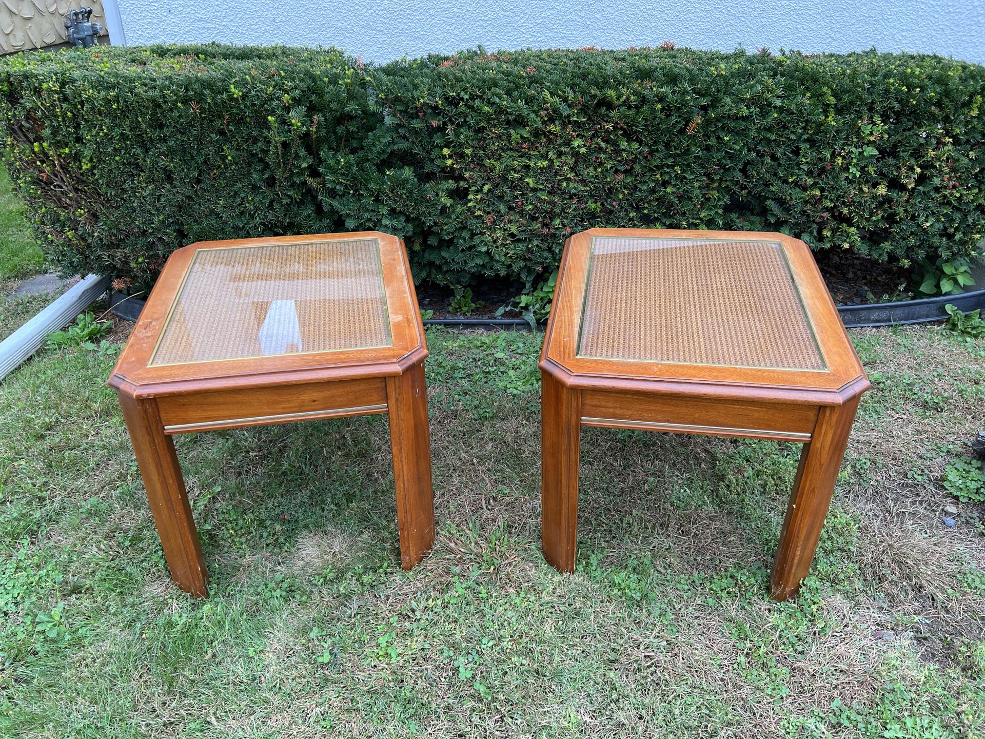 x2 Solid Wood & Glass End Tables