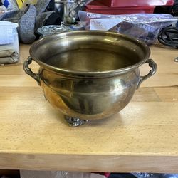 Vintage Brass Bowl  8” Round 5” Tall