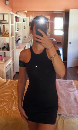 Black Cut Out Shoulder Mini Dress
