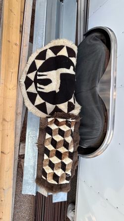 Handcrafted Vintage Peruvian alpaca fur patchwork rugs