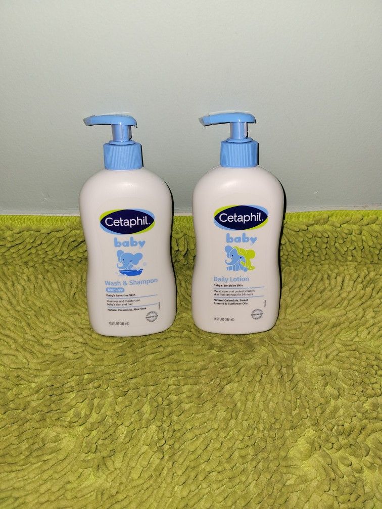 2 Cetaphil Baby 13.5oz Daily Lotion/ Wash & Shampoo 