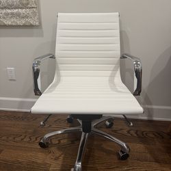Eames Aluminum Group Low Back Management Office Chair Reproduction - PU Leather & Chrome Frame