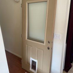 35.75”x79.5” Half Window Door With Doggy Door