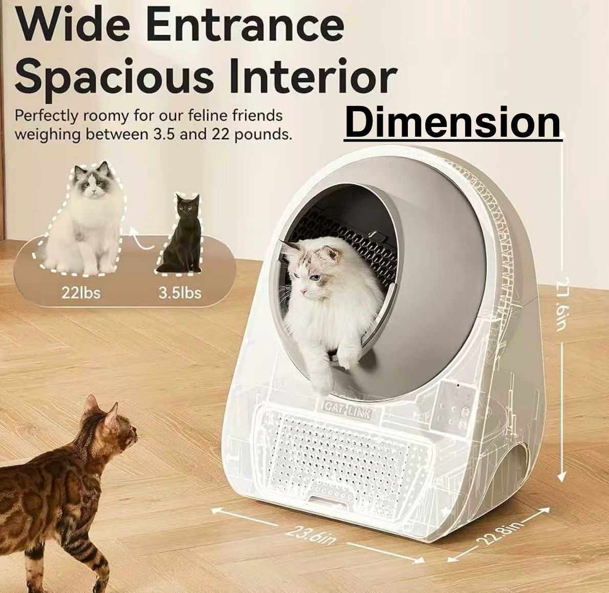 ✌️ CATLINK Self Cleaning Cat Litter Box for Multiple Cats, Health Monitoring, Automatic Litter Box with APP, Triple Odor Control, Includes 60 Trash Ba