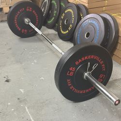 Bumper Plate Barbell set 260 lbs of weight and 45lb Olympic Bar