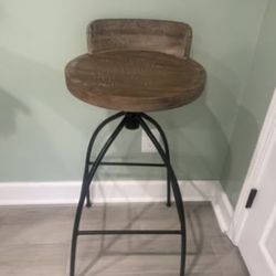 Single Wooden Bar Stool H 33 in x W 16 in