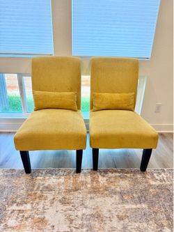 Yellow Chenille Accent Chairs (Set of 2)