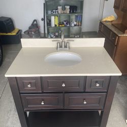 36” Bathroom Vanity With Countertop, Backsplash And Faucet