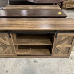Brand New Farmhouse TV Stand, Modern Rustic Entertainment Center with Storage Cabinets and Sliding Barn Door, Metal Media TV Console with Shelf $150