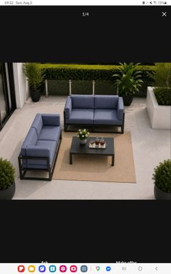 two loveseat patio sofa with coffee table.