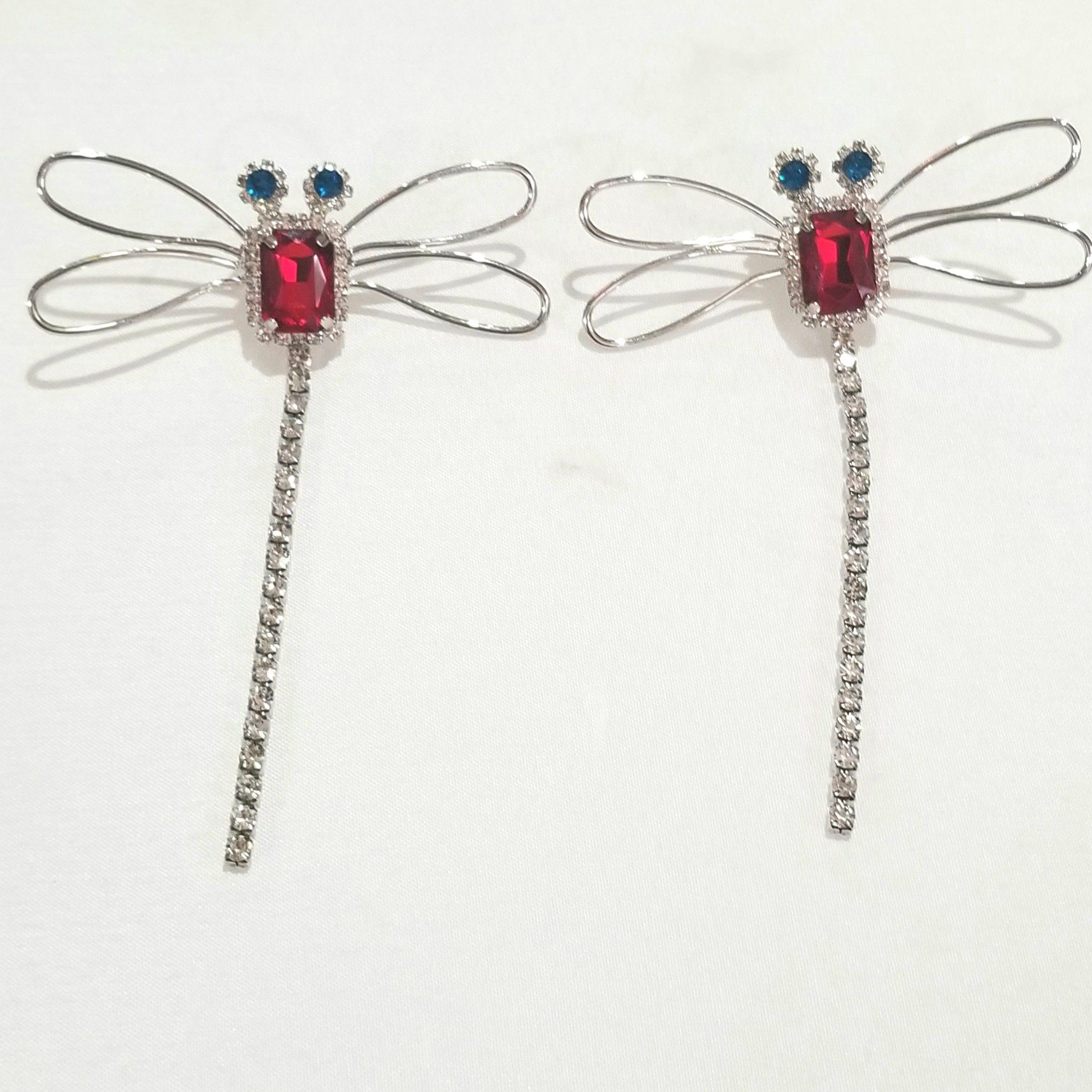 CZ diamond dragonfly earrings dangle