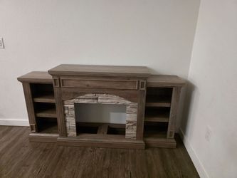 Mueble de TV 71" Grande - Acabado Piedra y Madera (Ya Armado, Sin Chimenea)
​