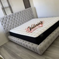 New King Bed Frame With Mattress