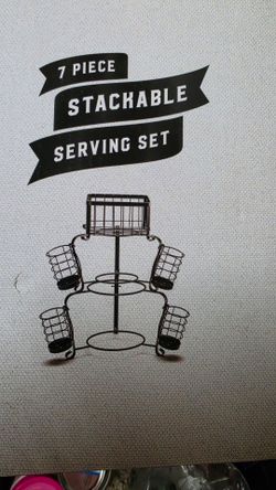 7 Piece Stackable Metal Wire Serving Set new in box