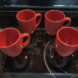 Set Of 4 Red Corelle Mugs - 92124