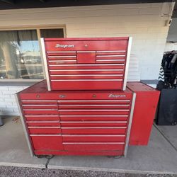 Snap-on Rolling Tool Box & Top Chest Stack W/ Hanging Side Cabinet  W/ Tools Pictures 