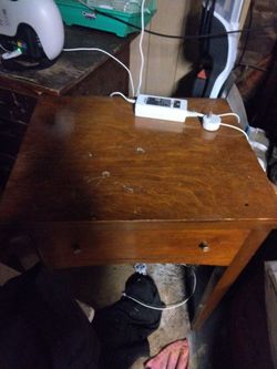 Antique sewing machine and table