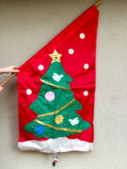 Vintage 90s Wired Light-Up Christmas Tree Garden Flag
