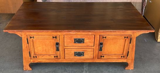 Mission Oak Solid Wood Coffee Table TV Entertainment Base