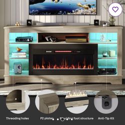 BRAND NEW IN BOX!! Bestier 70"W Tall LED Fireplace TV Stand with LED Media Console