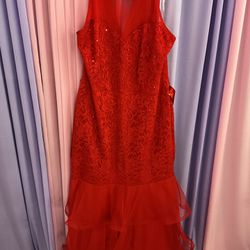 Beautiful Red Sequin Drag Queen Gown Show Dress 