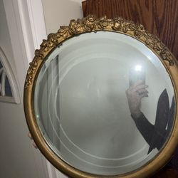 Vintage 18” Ornate Round Wall Mirror