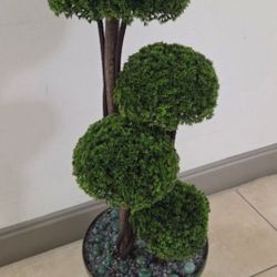 3ft Faux Cedar Topiary Topped in Flourite / Adventurine Stone / 12" Resin Planter @ Lasting Creations