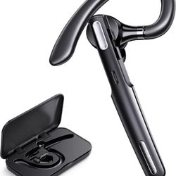 Bluetooth Headset, Wireless Bluetooth Earpiece V5.0 Hands-Free Earphones with Built-in Mic for Driving/Business/Office, Compatible with iPhone and And