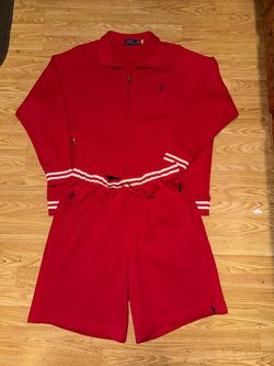 Polo Ralph Lauren Double Knit Red Track Suit Short Set size 1XB.