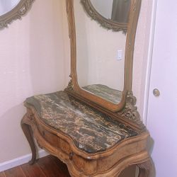 Antique 17th Century Marble/Mirror Vanity Dresser 