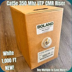 NEW Cat5e 350 MHz UTP CMR Riser 24 AWG 4 pair 1,000 FT pull-box Unshielded