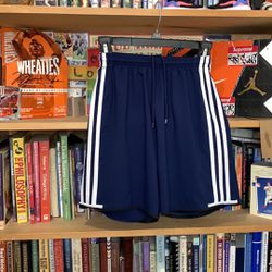 ADIDAS-women’s navy blue ‘ADIZERO’ drawstring stretch waistband athletic shorts