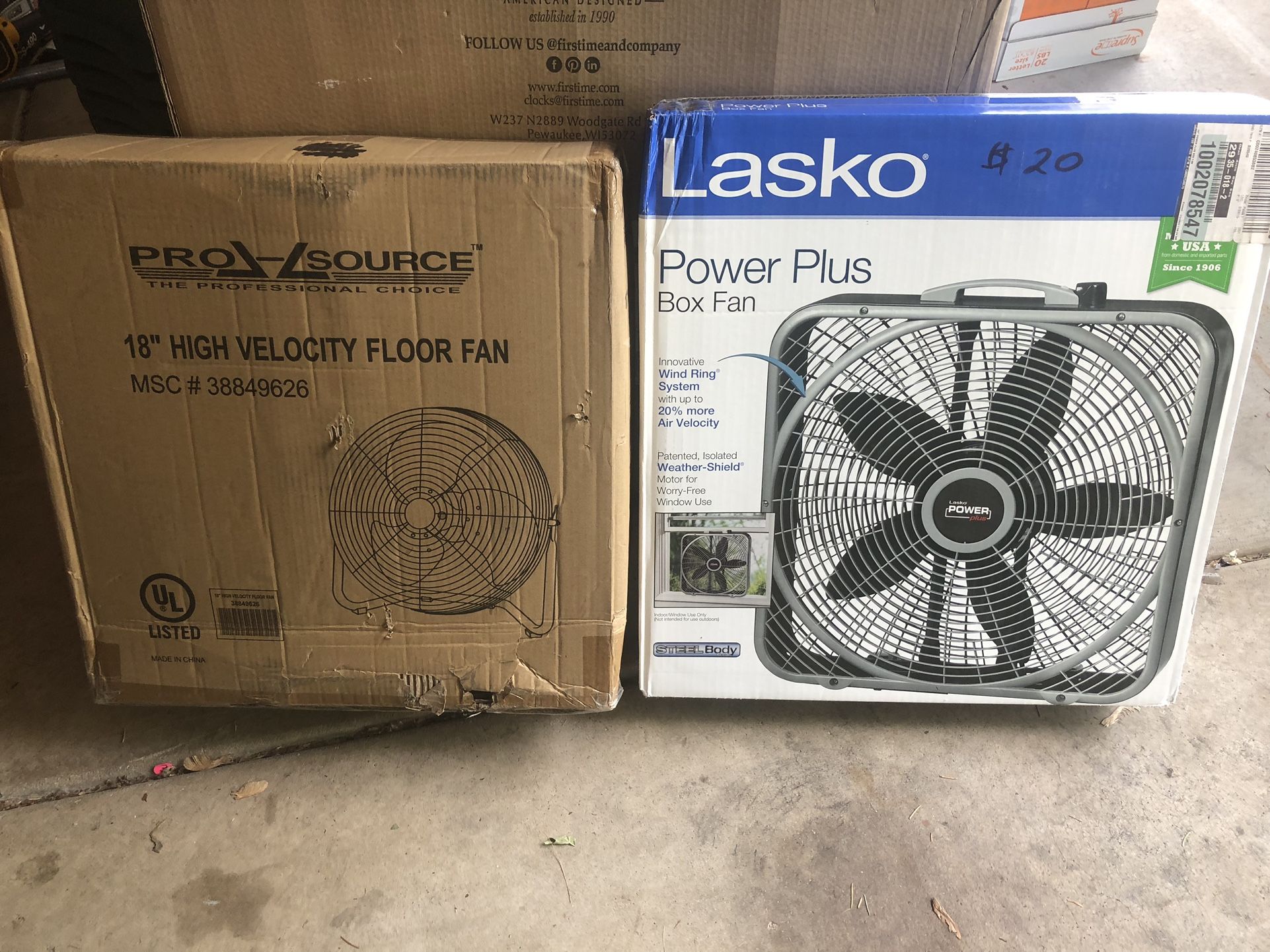 Brand new fans for sale. Prices and description.