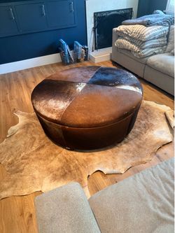 Stunning cowhide, large ottoman