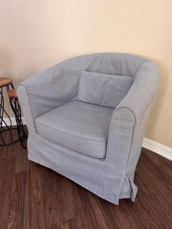 Gray Slipcover Barrel Accent Chair DELIVERY AVAILABLE