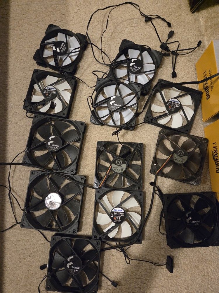 Two 140mm Case Fans And Ten 120mm Case Fans DC Powered